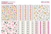 Florals & Stripes Vintage Patterns, a Pattern Graphic by Cozy pattern shop (Thumbnail 4 of 11)