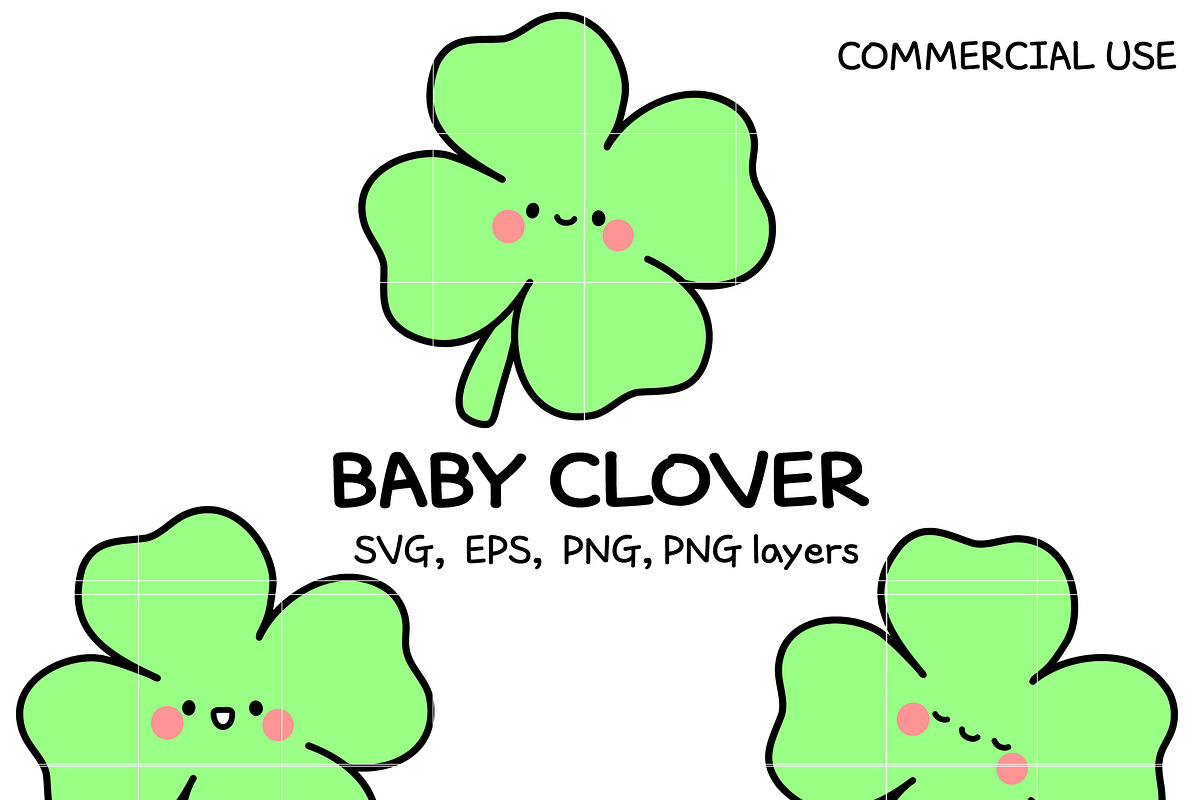 Cute Baby Clover SVG Bundle, an Illustration by TheHitShop (Photo 1 of 10)