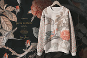 Orange Flowers and Birds Pattern, a Pattern Graphic by paper aesthetic (Thumbnail 2 of 9)