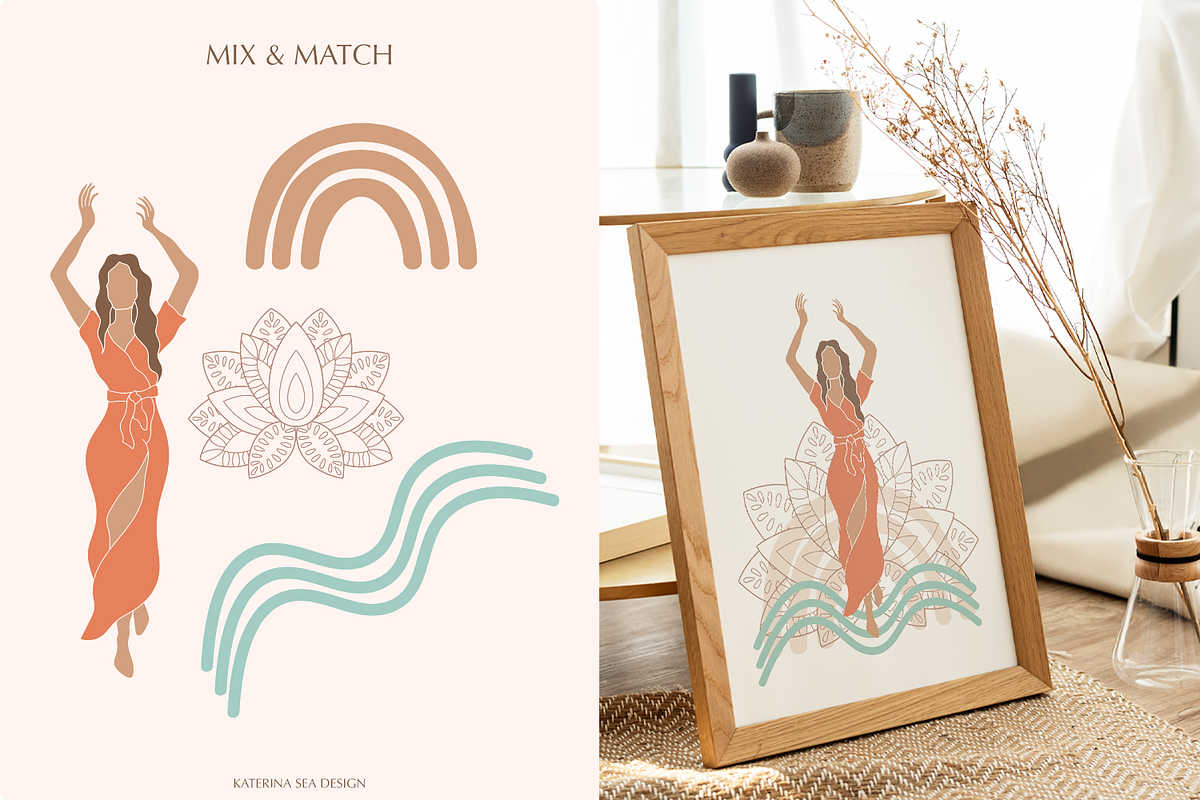 Balance - abstract woman & elements, a Healthcare Illustration by Katerina.Sea.Design (Photo 9 of 10)