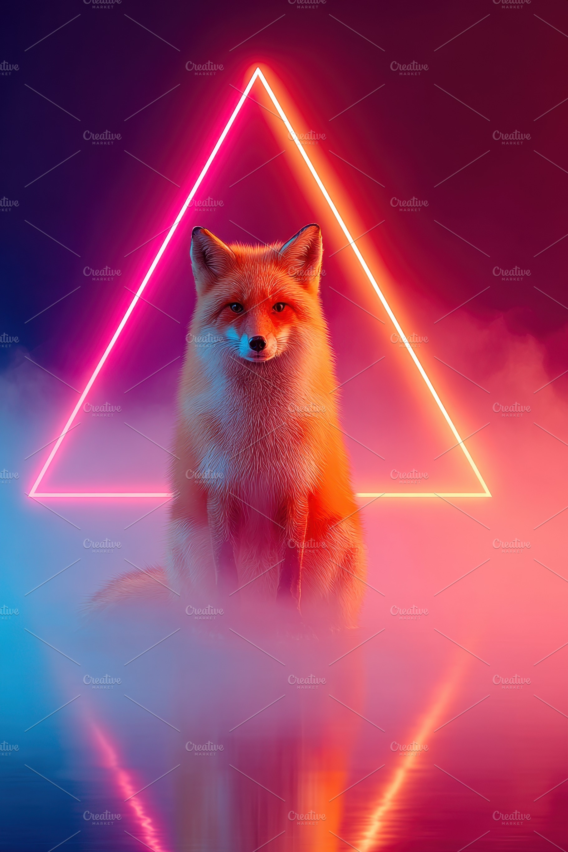 Neon fox in a mystical setting, an Animal Photo by AlyaAnd