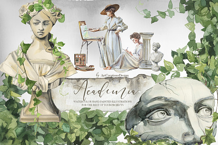 Watercolor Academy Clipart Set
