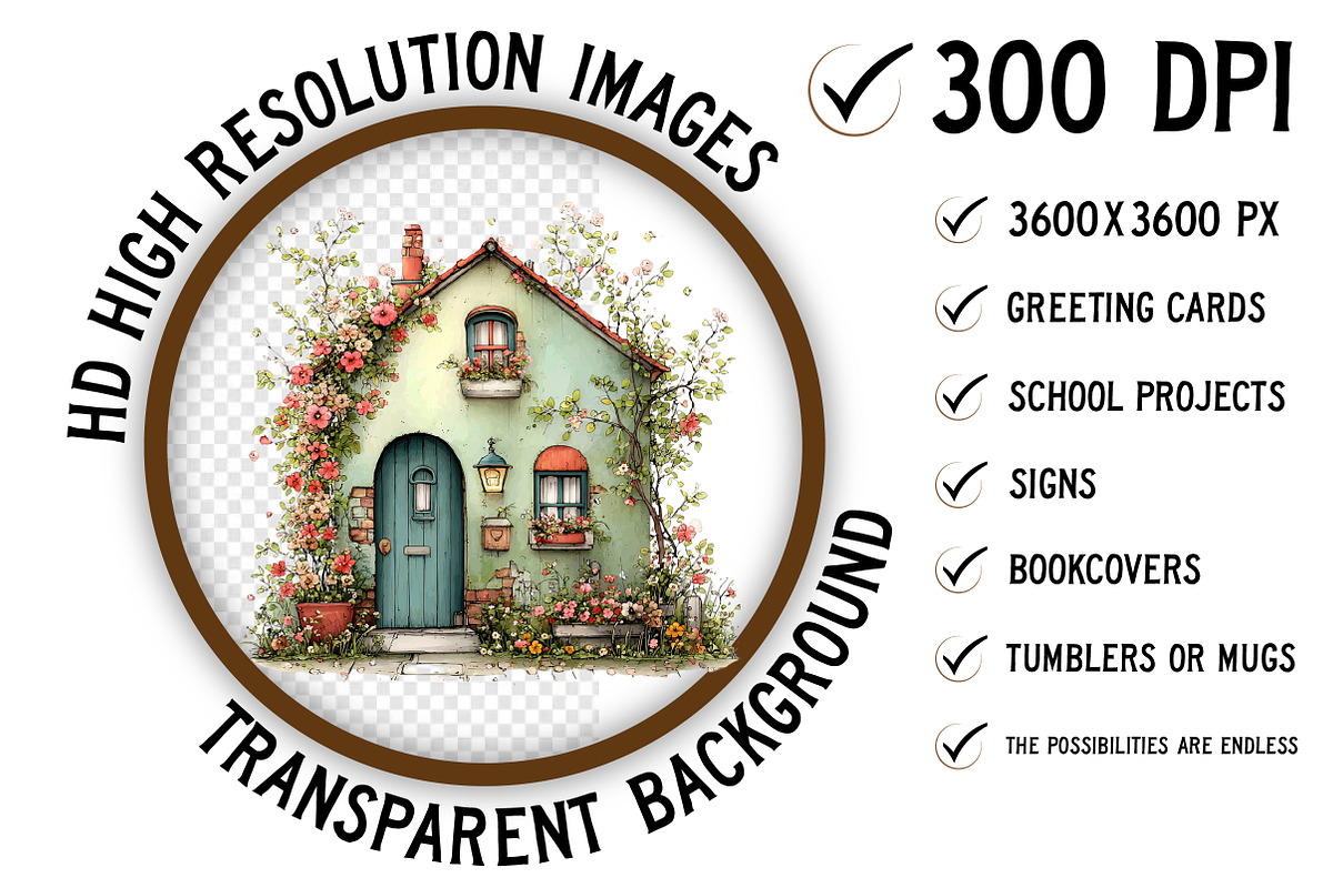 Whimsical Spring House Clipart, an Illustration by Craft Nest (Photo 2 of 11)