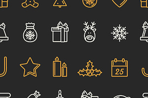 Christmas Card, 20 Icons And Pattern