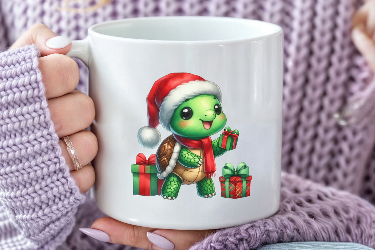 Christmas Red & Green Turtle Clipart, a Seasonal Illustration by Rose Art (Photo 7 of 7)