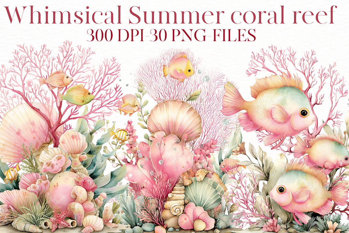 Whimsical Summer coral reef Clipart, an Illustration by Designworld (Photo 1 of 7)