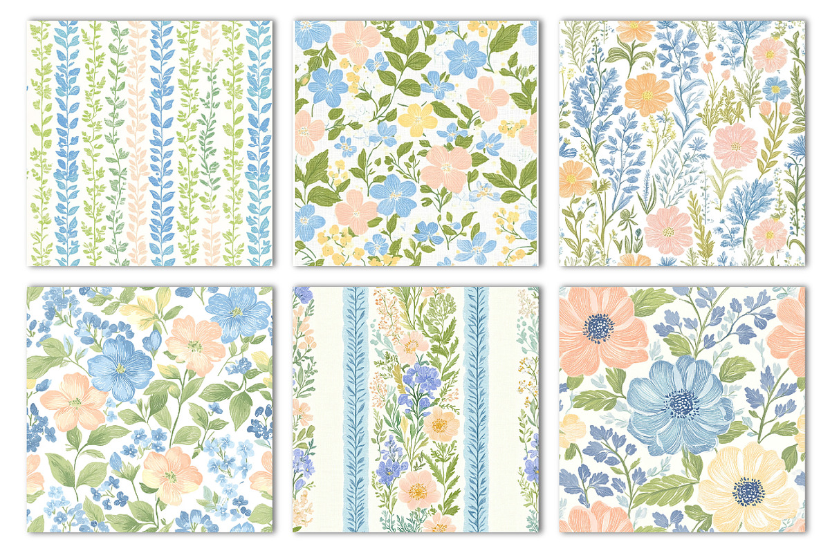 Spring Floral Seamless Patterns, an Illustration by Dream Creation (Photo 3 of 5)