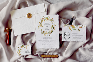 Warm Leaves Wedding Invitation Suite