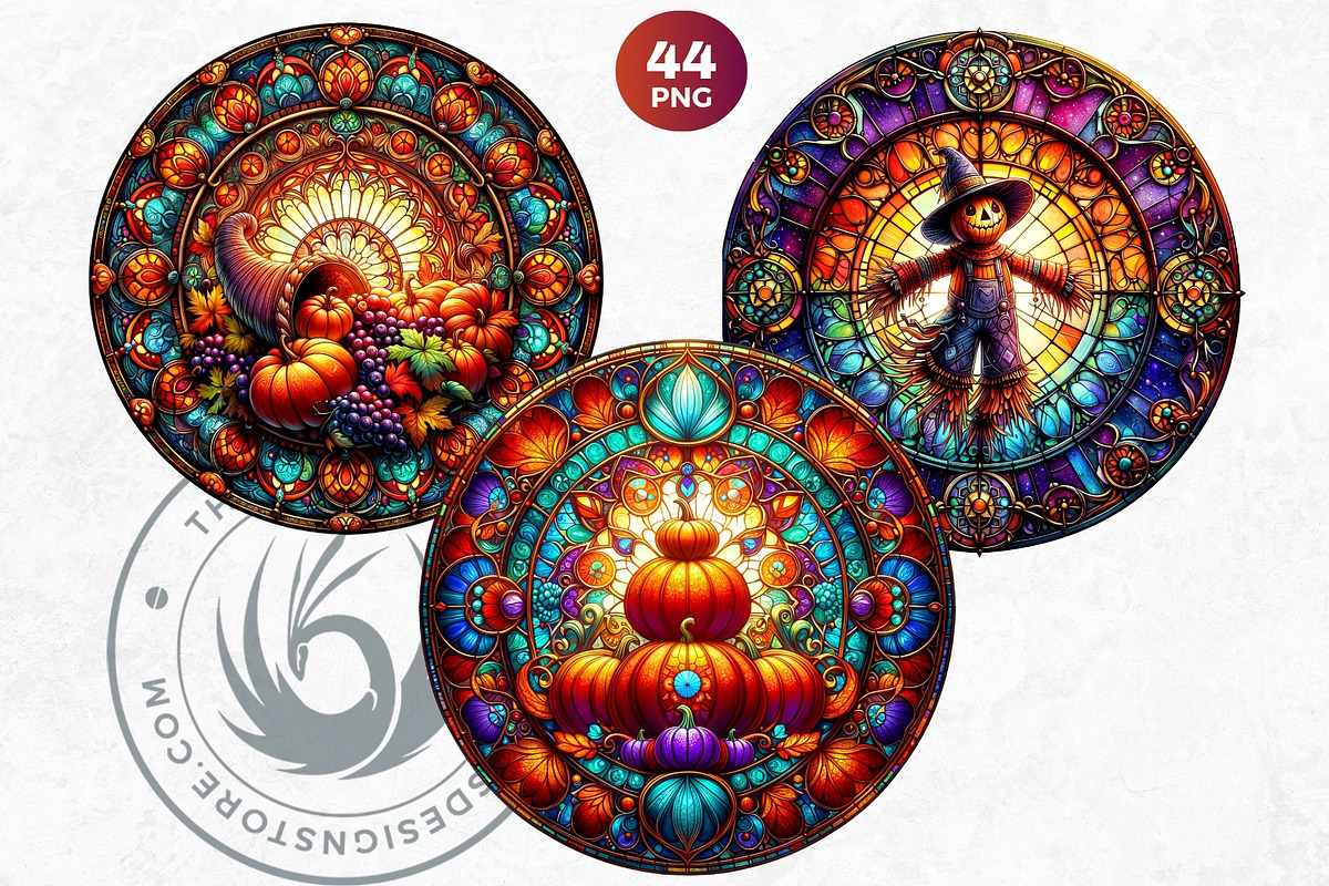 Autumn Stained Glass Round clipart, an Illustration by ThatsDesignArt (Photo 6 of 10)