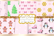 Christmas pink patterns, a Pattern Graphic by Libby Wishes (Thumbnail 1 of 4)