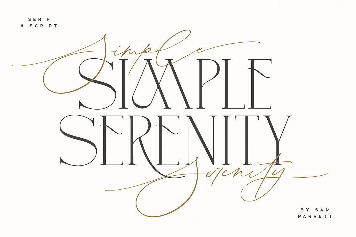 Simple Serenity Serif & Script, a Serif Font by Sam Parrett (Photo 1 of 12)