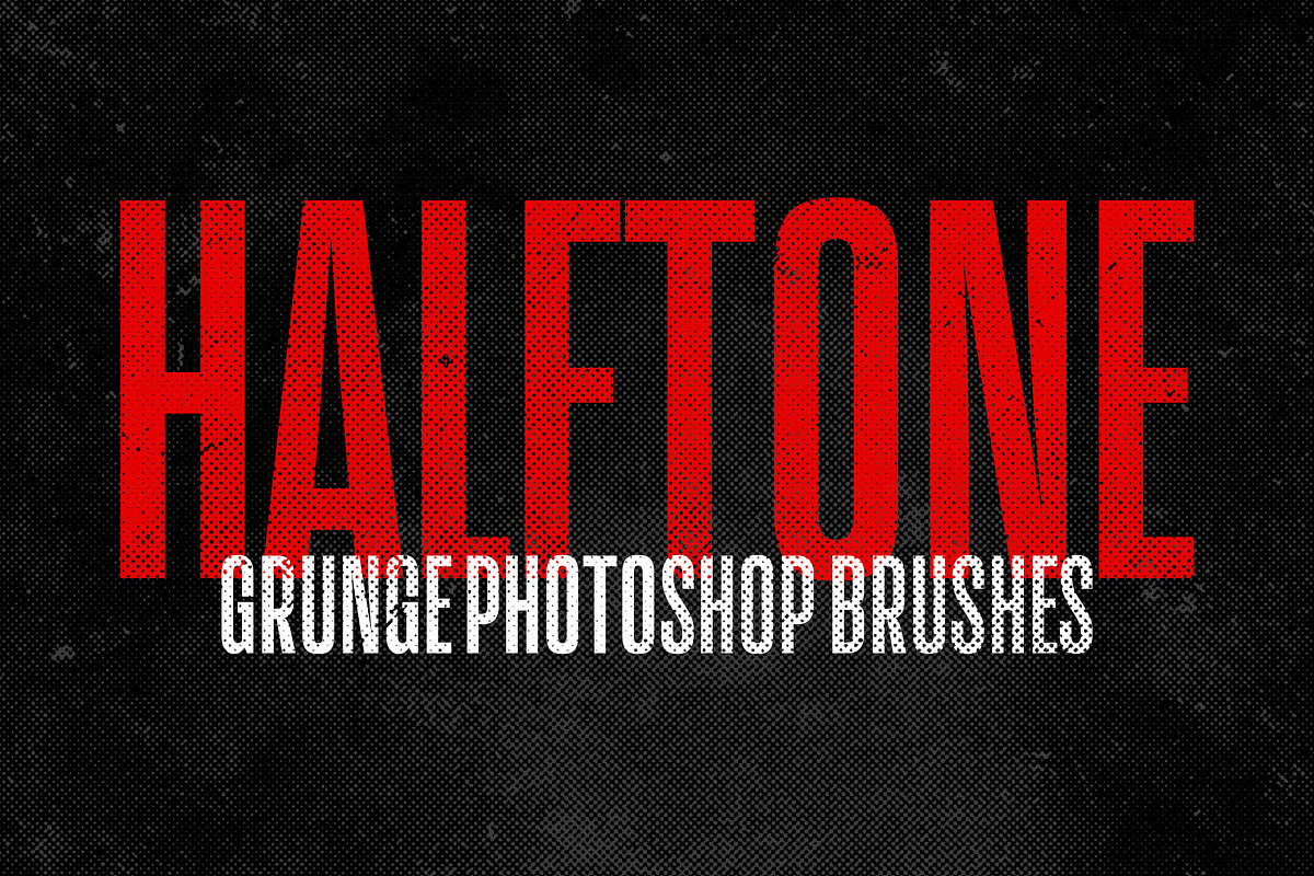5 Halftone Grunge Brushes + Action, a Brush Add-On by P-G-H (Photo 2 of 4)