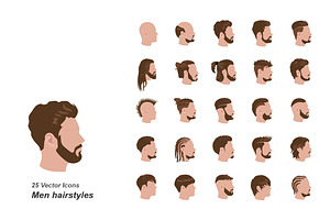 Male Hairstyles Color Vector Icons