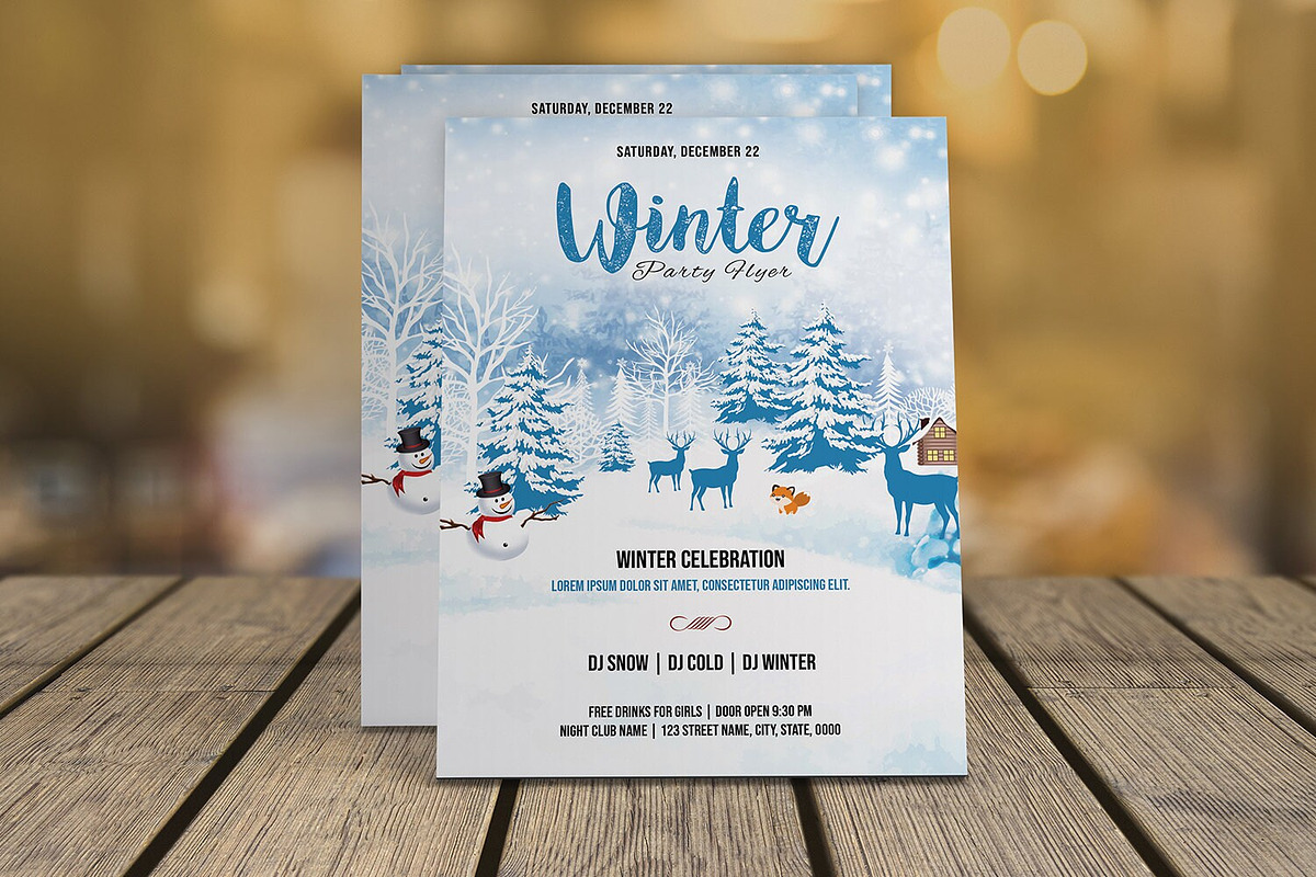 Winter Party Flyer Template, an Invitation Template by retrographix (Photo 1 of 2)