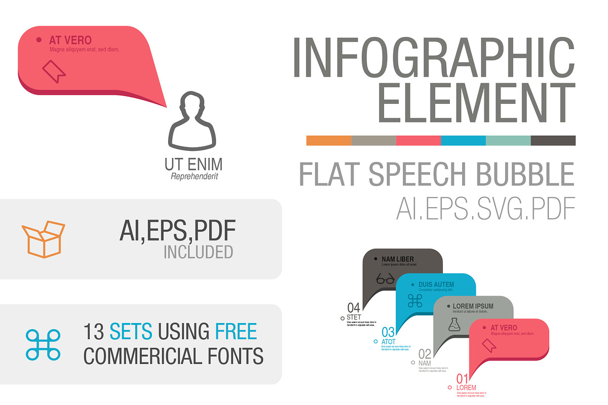 Infographic Flat speech bubble set, an Illustration by Woo Graphics (Photo 1 of 5)