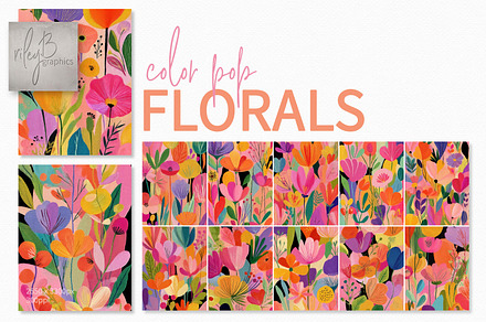Color Pop Florals, a Decorative Illustration by rileyBgraphics