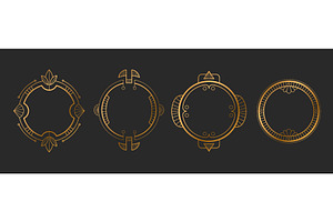 Art deco circle frames with golden