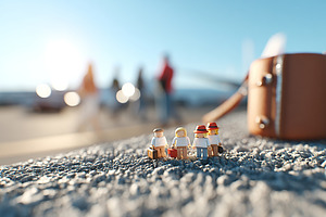Miniature figures enjoy a sunny day on a textured surface indoors, a Photo by AlyaAnd
