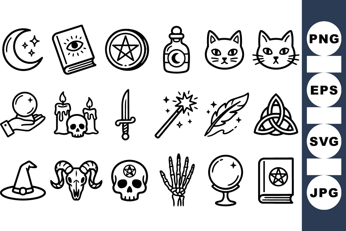 Mystical Witchcraft Line Art Icons B, an Illustration by designvectx (Photo 3 of 3)