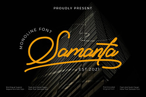 Samanta - Monoline font, a Script Font by mahstudios