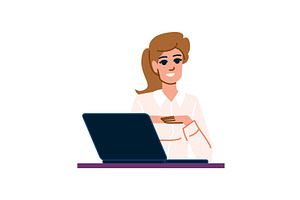 Smiling businesswoman gesturing, a Technology Illustration by pikepicture