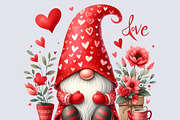 Watercolor Valentine Gnome Cliparts, a Seasonal Illustration by Dizzy Art Studio (Thumbnail 4 of 6)