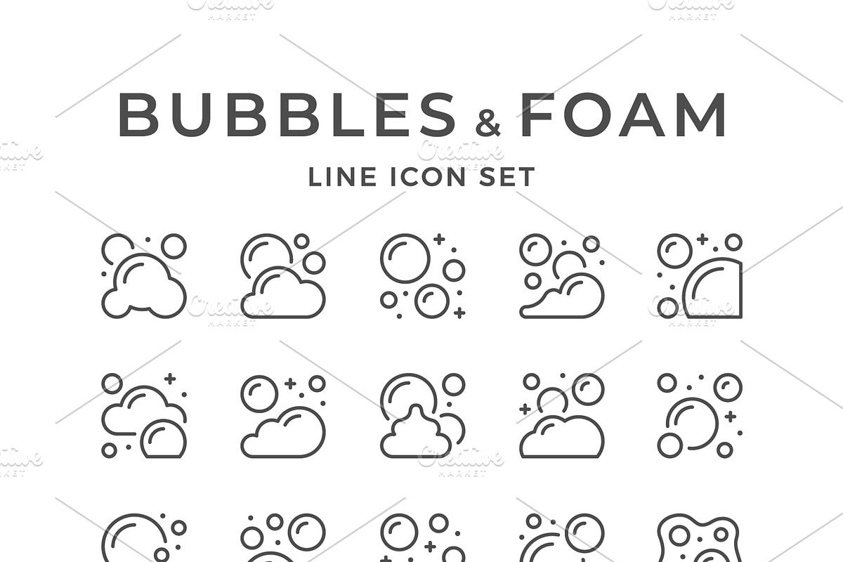 Set line icons of bubbles and foam, an Outline Icon by motorama (Photo 1 of 2)