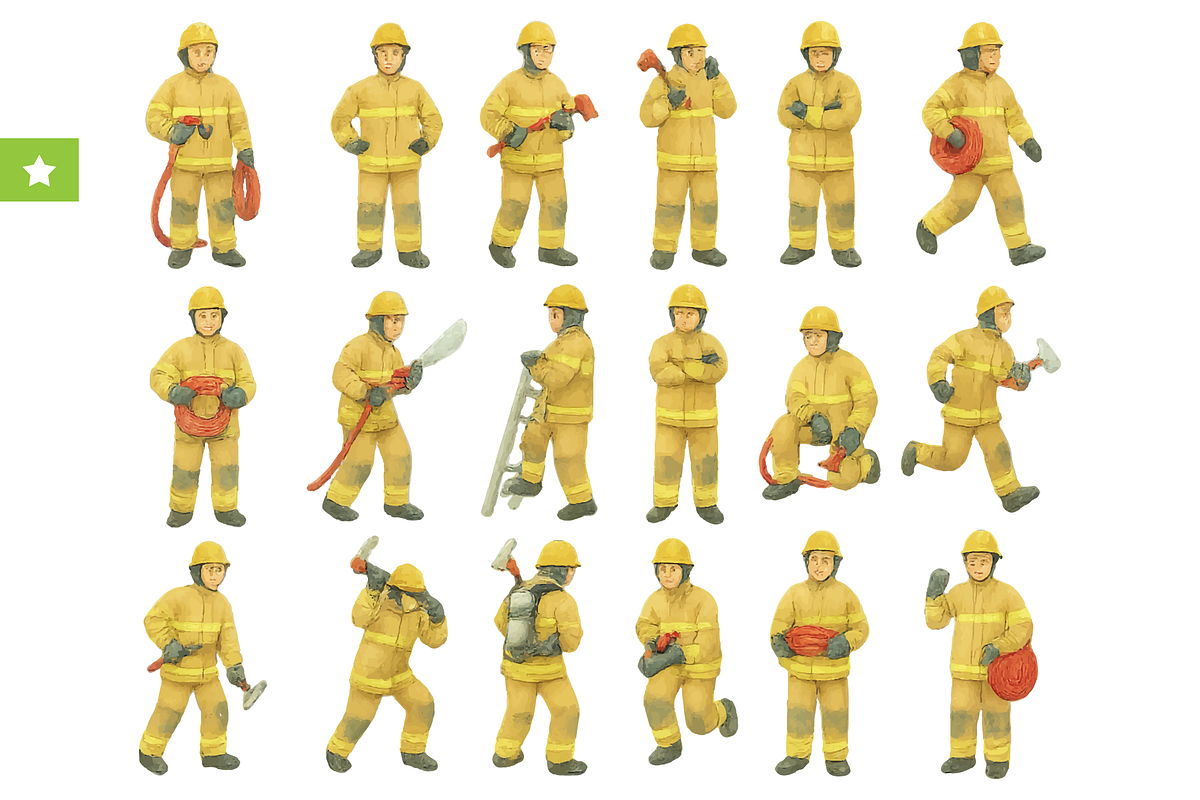 Firefighter Rescue Team Set, an Object Graphic by RT Studio (Photo 1 of 4)