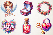 Watercolor Valentine Clipart Set, an Illustration by RobertsArt (Thumbnail 6 of 7)