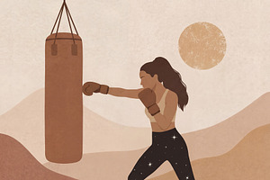 Boho Minimalist Illustration Boxe, a Sport Illustration by Virgo Studio