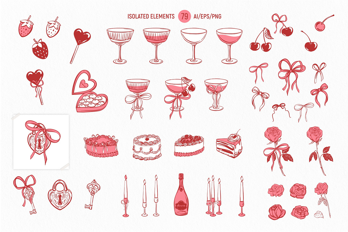 Love Coquette style. Vector clip art, a Decorative Illustration by Tata Pilip (Photo 2 of 23)