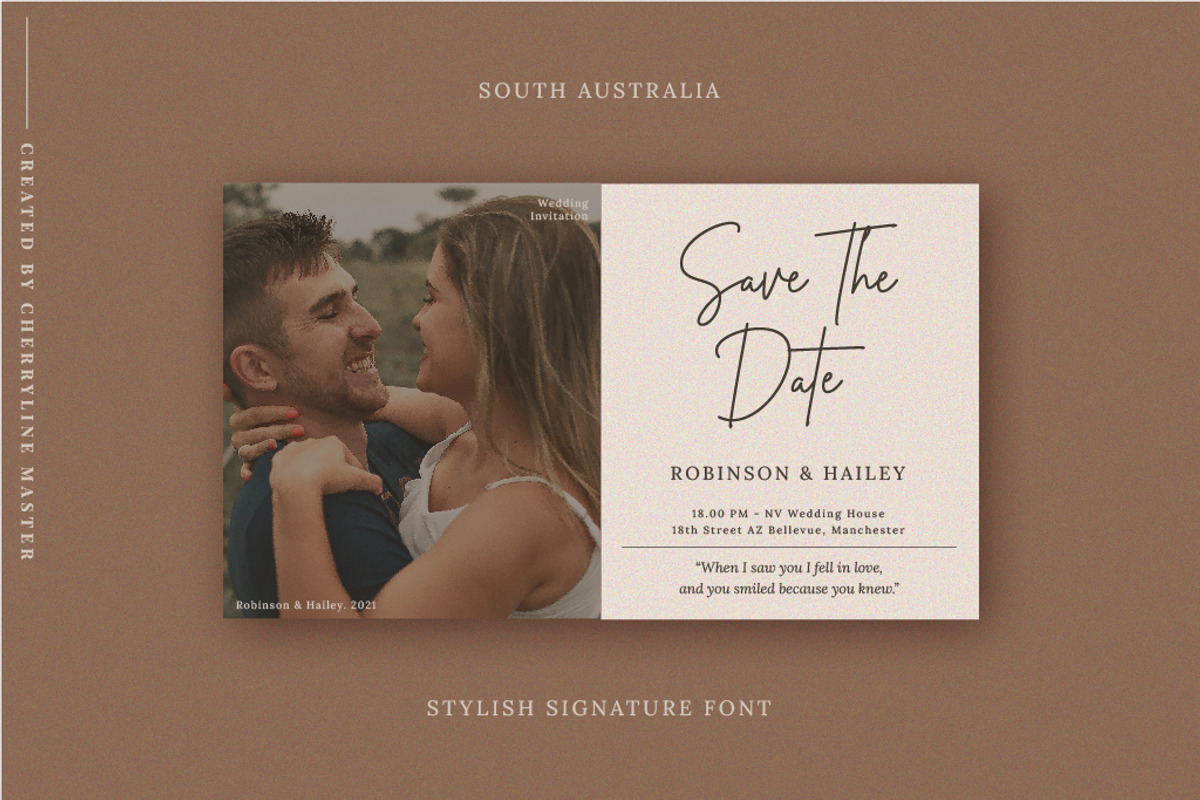 South Australia Stylish Script Font, a Script Font by Cherryline Master (Photo 7 of 13)