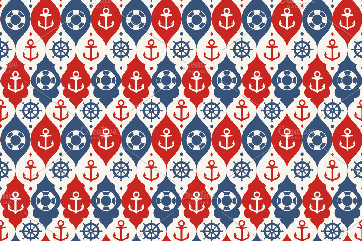 16 Nautical Retro Patterns & Borders, a Pattern Graphic by Adiemus (Photo 9 of 13)