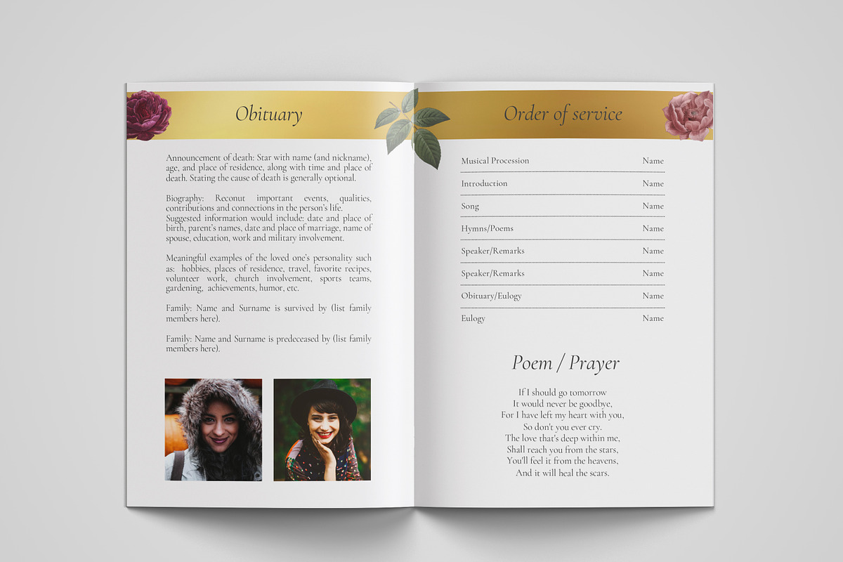 funeral program printing template, a Templates & Theme by TemplateLab (Photo 2 of 2)
