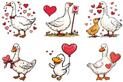 Watercolor Goose Valentine Clipart, an Illustration by CraftArtStudio (Thumbnail 5 of 6)