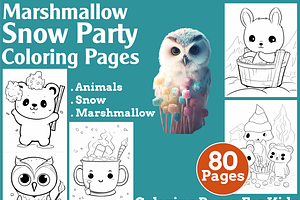 Marshmallow Snow Party Coloring Page