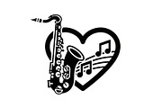Saxophone Music Love Vector Bundle, an Illustration by Designs_River (Thumbnail 23 of 51)