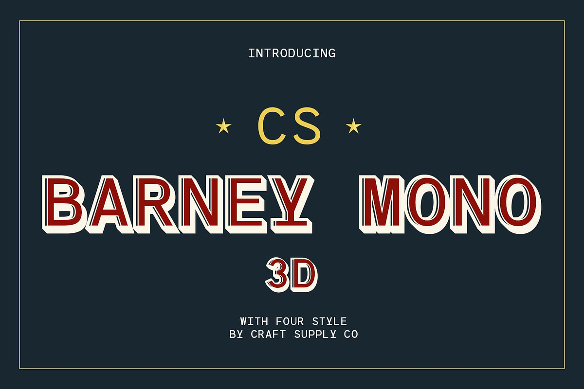 CS Barney Mono 3D, a Sans Serif Font by Craft Supply Co. (Photo 1 of 8)