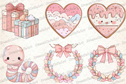 Pastel Kawaii Christmas Clipart, an Illustration by DreamCafeArt (Thumbnail 6 of 8)