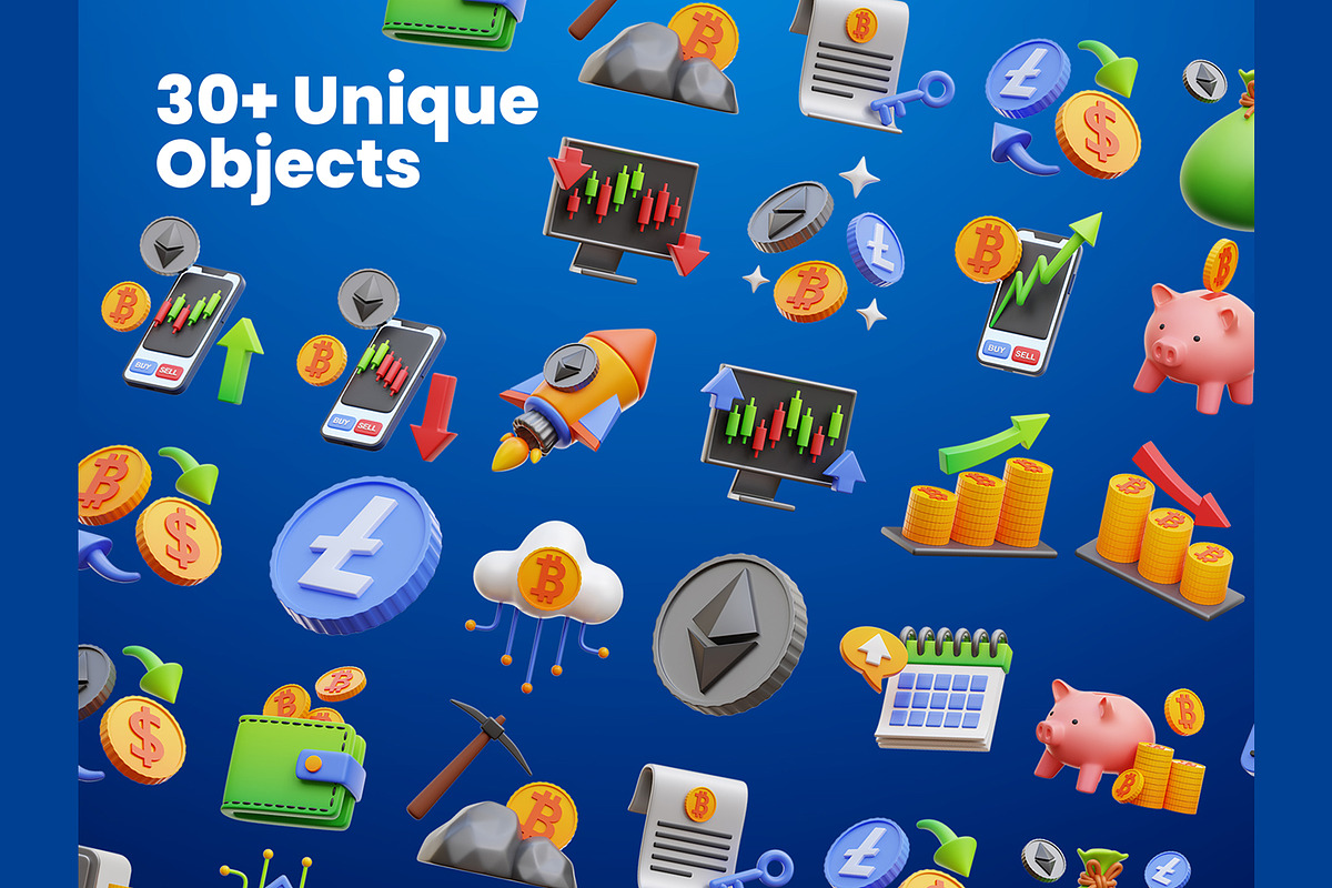 Cryptocurrency 3D Icons, an Object 3D Model by Rakata Studio (Photo 5 of 7)