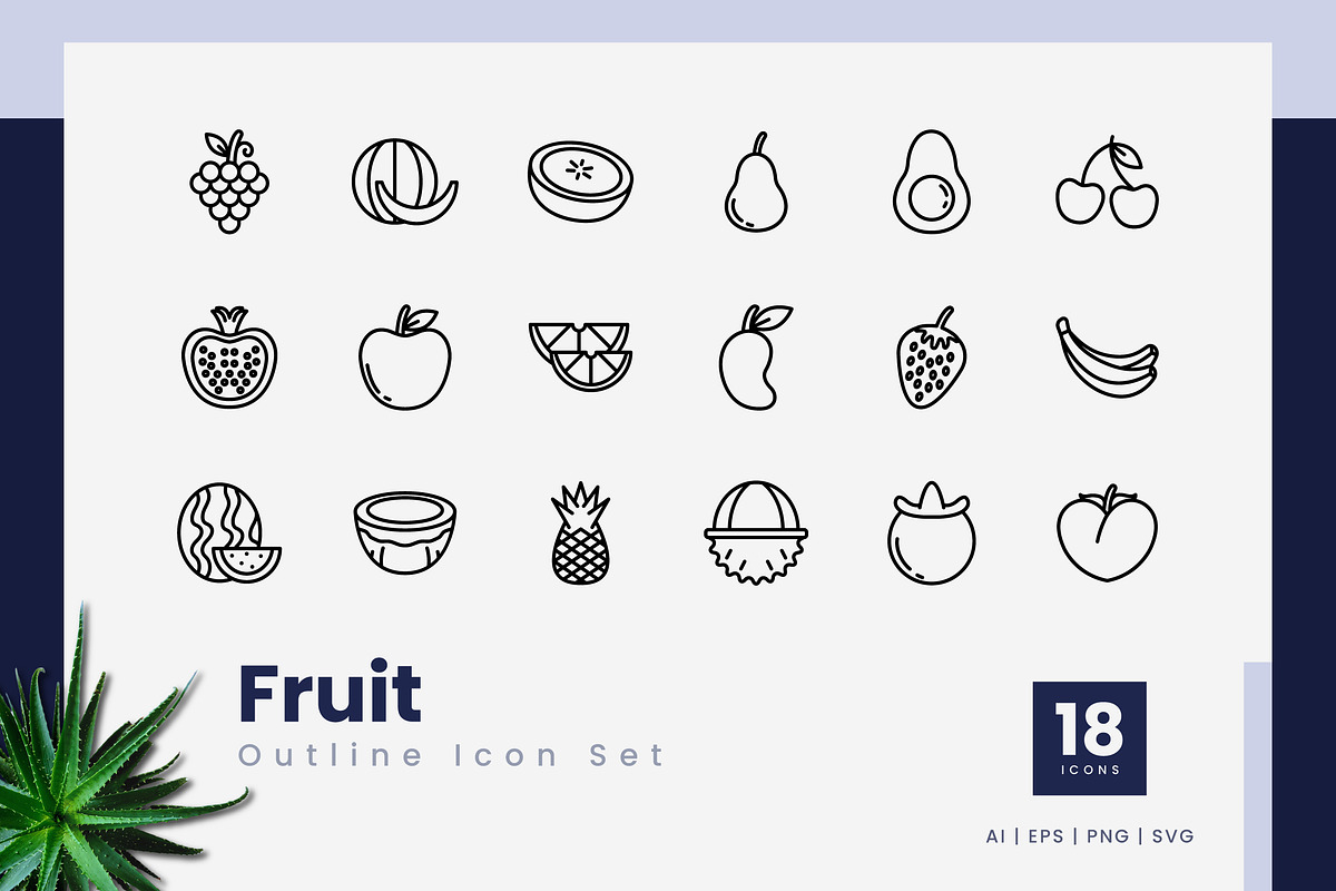 Fruit Outline Icons, an Outline Icon by Zeer Graphic (Photo 2 of 2)