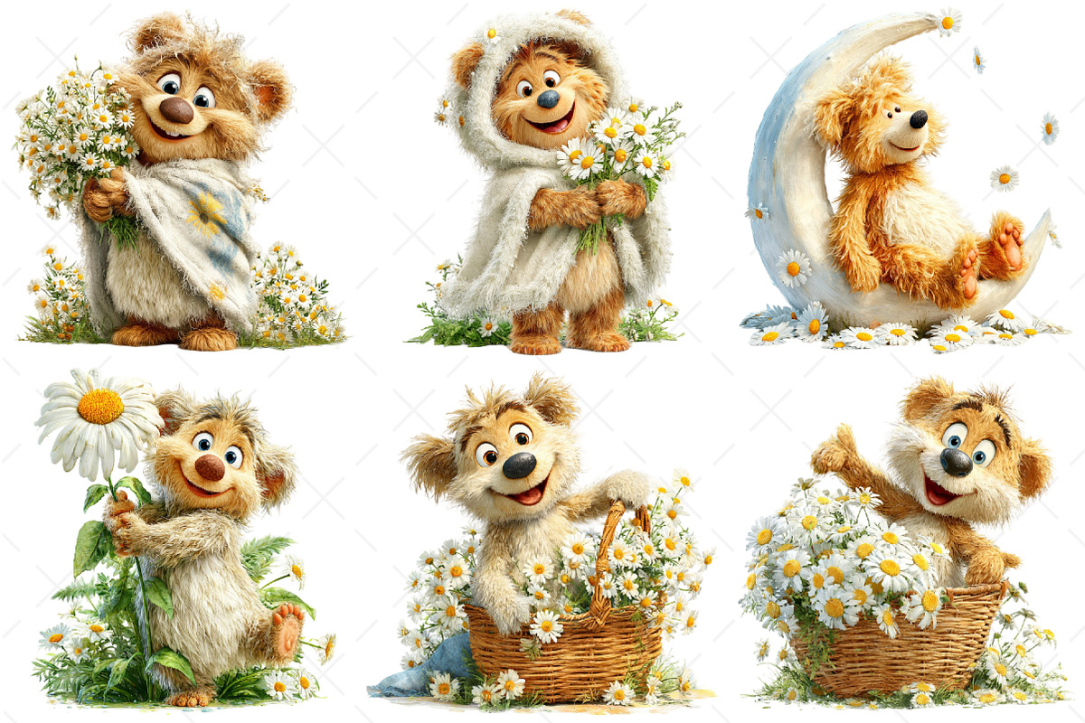 Whimsical Daisy Teddy Bear Clipart, a Seasonal Illustration by Craft Nest (Photo 11 of 12)