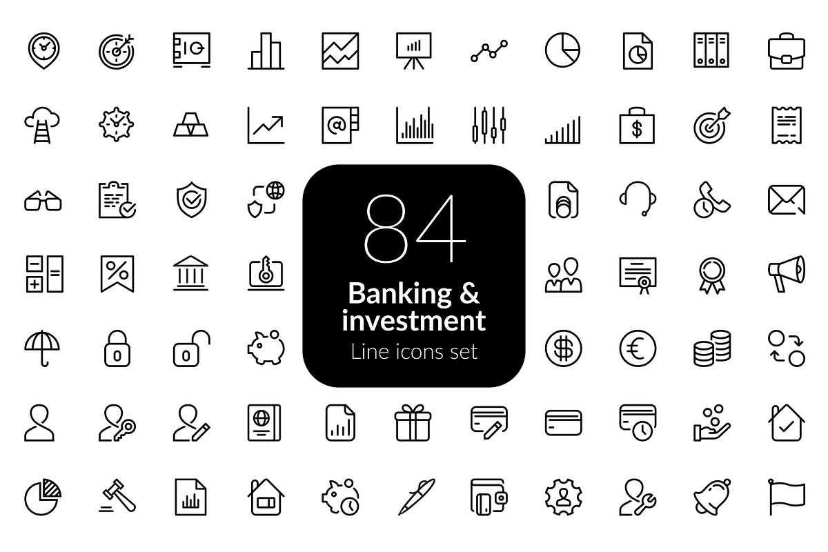 Banking & investment icons, an Outline Icon by AIWD (Photo 1 of 2)