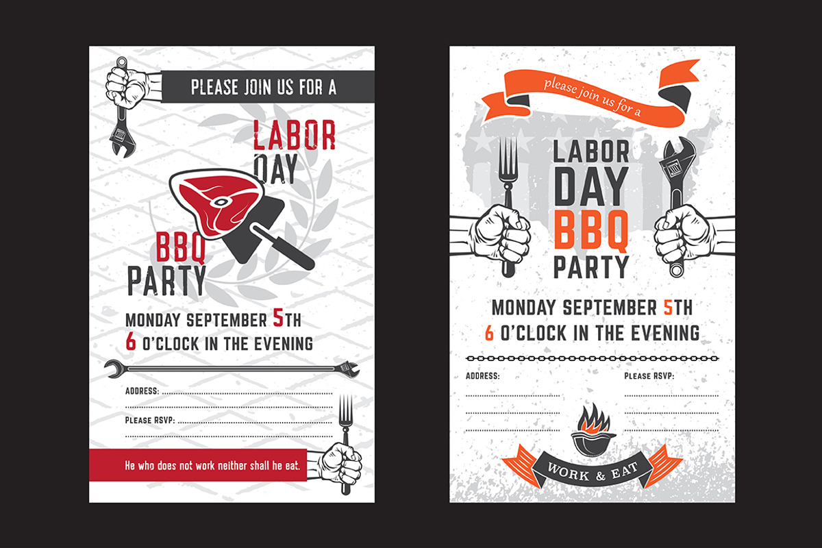 Labor day BBQ invitation card, an Illustration by valeri_si