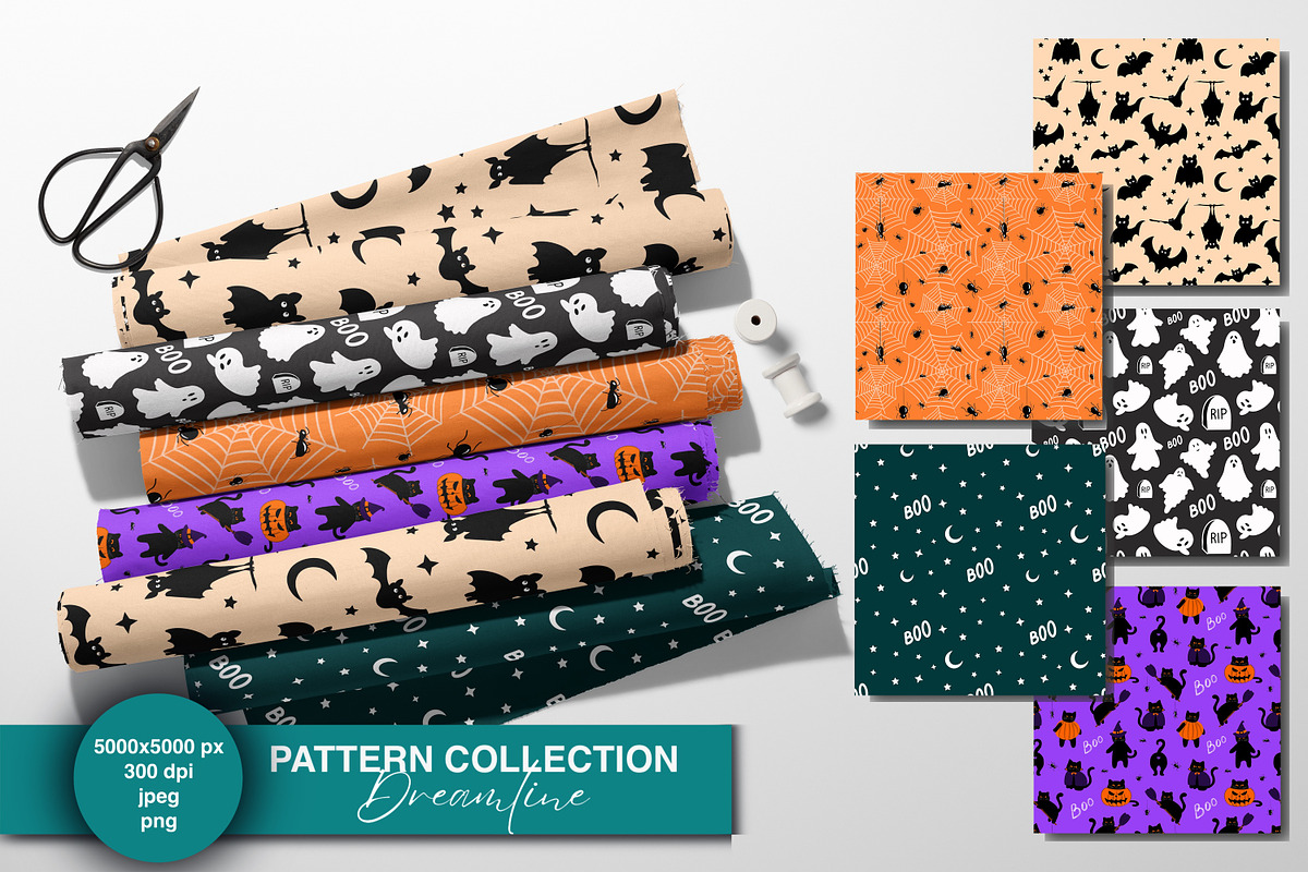 Halloween Seamless Patterns Bundle, a Pattern Graphic by Dreamline Desings (Photo 1 of 8)