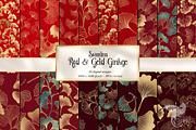 Red and Gold Ginkgo Digital Paper, a Texture Graphic by Digital Curio (Thumbnail 1 of 5)