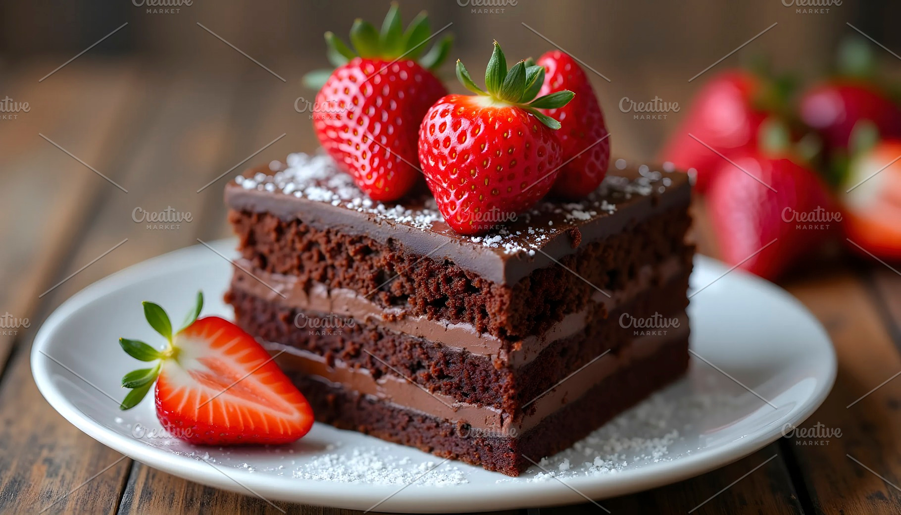 Chocolate Cake With Strawberries On, a Photo by LOGOCREATIVE