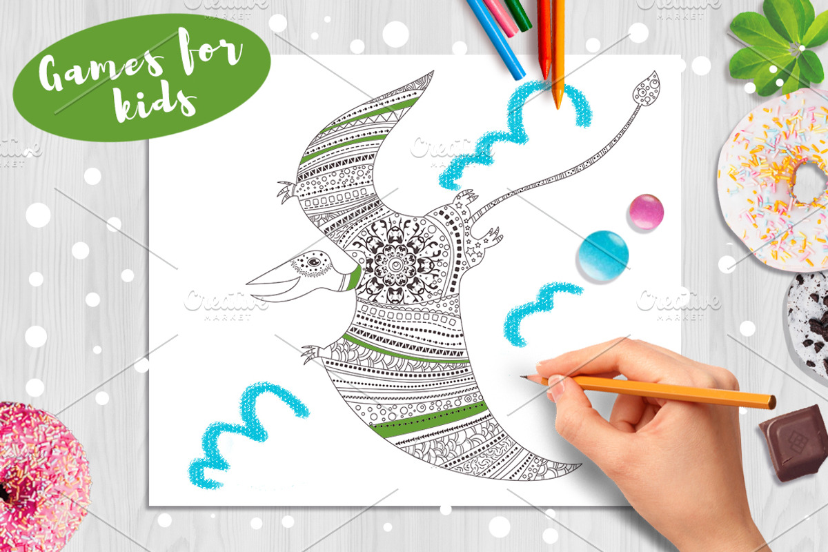 Dinosaurs. Coloring pages, a Background Graphic by Anna Violet (Photo 5 of 6)