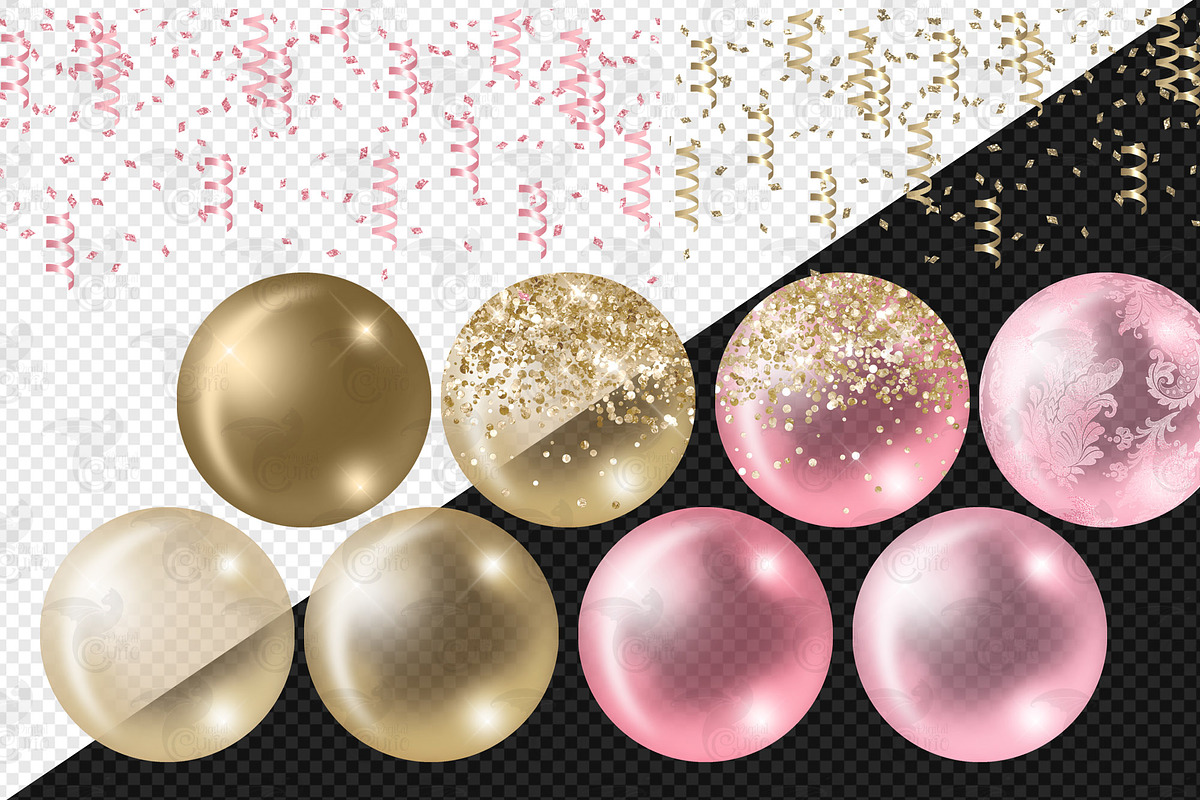Pink & Gold Balloon Arch Clipart, an Illustration by Digital Curio