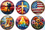 Memorial Day Round Stained Glass PNG, a Seasonal Illustration by Canvas Craft (Thumbnail 3 of 3)